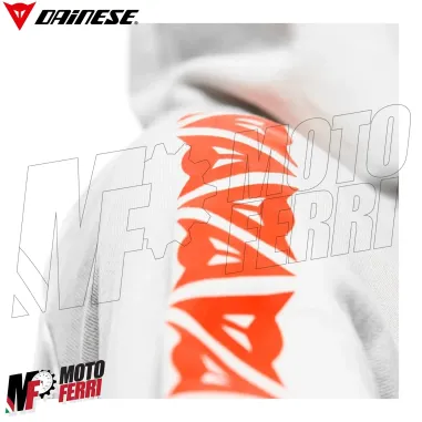 MF6274 Felpa Donna con Cappuccio Dainese Hoodie Stripes Lady Light Gray/Fluo Red