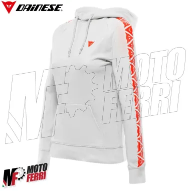 MF6274 Felpa Donna con Cappuccio Dainese Hoodie Stripes Lady Light Gray/Fluo Red