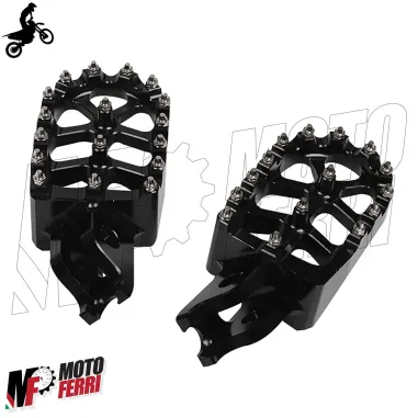 MF6334 Pedane Poggiapiedi Cross Honda CR CRF 125 250 450 1000 Nero Maggiorate