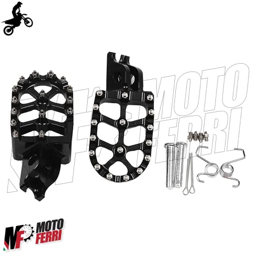 MF6334 Pedane Poggiapiedi Cross Honda CR CRF 125 250 450 1000 Nero Maggiorate