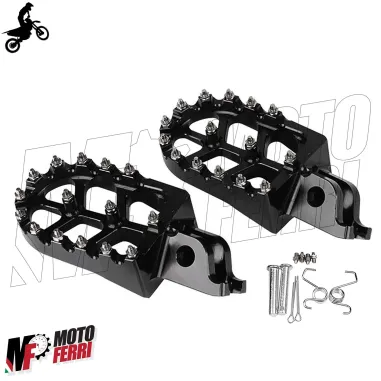 MF6334 Pedane Poggiapiedi Cross Honda CR CRF 125 250 450 1000 Nero Maggiorate