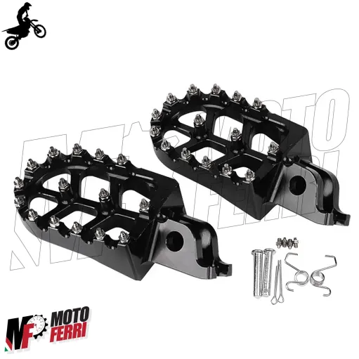 MF6334 Pedane Poggiapiedi Cross Honda CR CRF 125 250 450 1000 Nero Maggiorate