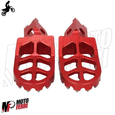 MF6335 Pedane Poggiapiedi Cross Honda CR CRF 125 250 450 1000 Rosso Maggiorate