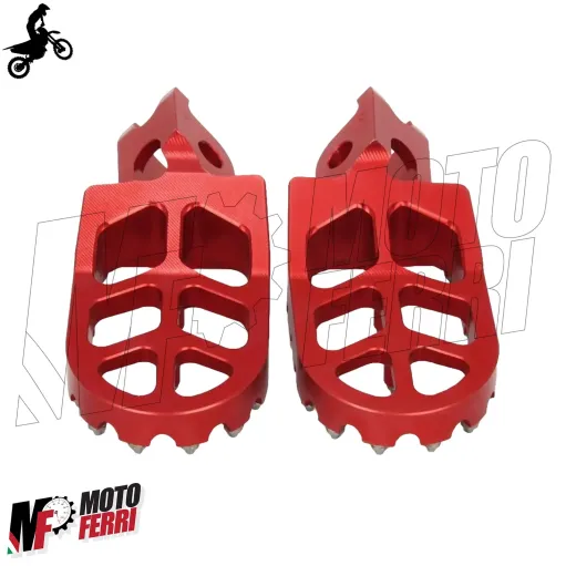 MF6335 Pedane Poggiapiedi Cross Honda CR CRF 125 250 450 1000 Rosso Maggiorate