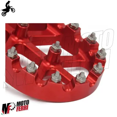 MF6335 Pedane Poggiapiedi Cross Honda CR CRF 125 250 450 1000 Rosso Maggiorate