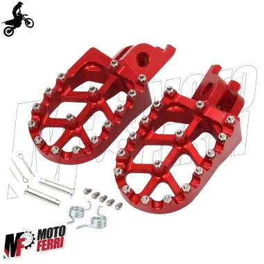 MF6335 Pedane Poggiapiedi Cross Honda CR CRF 125 250 450 1000 Rosso Maggiorate