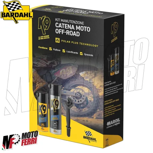 MF6350 Kit Grasso + Pulitore + Spazzola Catena Bardahl K9 Cross Enduro Off Road