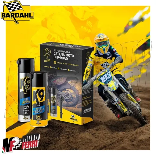 MF6350 Kit Grasso + Pulitore + Spazzola Catena Bardahl K9 Cross Enduro Off Road