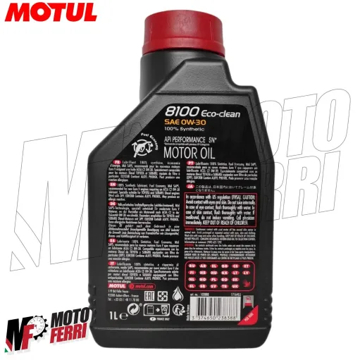 MF6428 Olio Motore Motul 8100 Eco-Clean 0W30 100% Sintetico ACEA C2 API SN - 4Lt