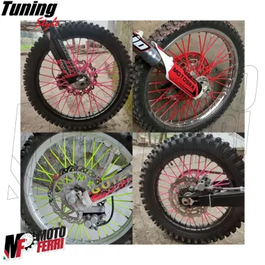 MF6638 Kit Copriraggi Copri Raggi Ruote Blu Moto Enduro Cross Motard 72 Pezzi
