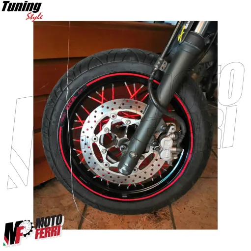 MF6638 Copriraggi Copri Raggi Ruote Rosso Moto Enduro Cross Motard 72 Pezzi
