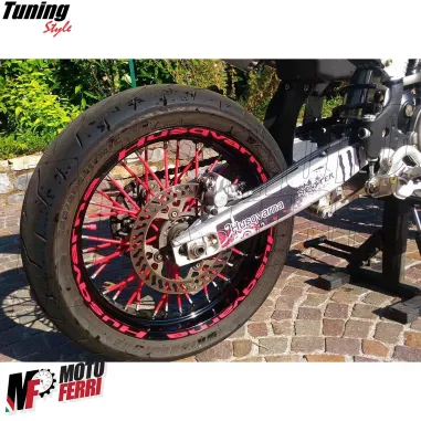 MF6638 Copriraggi Copri Raggi Ruote Rosso Moto Enduro Cross Motard 72 Pezzi