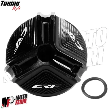 MF6501 - Tappo Olio CNC Nero + O-Ring per Honda CRF 150 250 450 R X