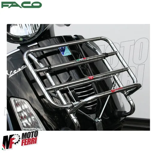MF3883 Portapacchi Anteriore Cromo Faco per Vespa GTS 125 250 300 mod 2003 / 2018