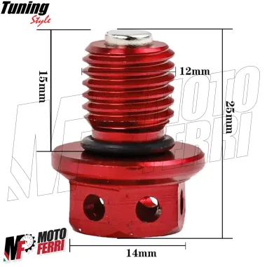 MF6533 - Tappo Olio CNC Magnetico Coppa Motore M12 x 1.5 + Guarnizione + O-Ring