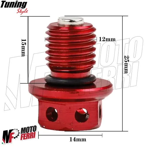 MF6533 - Tappo Olio CNC Magnetico Coppa Motore M12 x 1.5 + Guarnizione + O-Ring