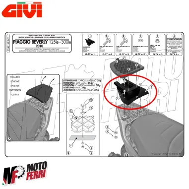 MF6569 Attacco per Piastra Bauletto Monolock Givi Beverly 125 300 350 2010/2020