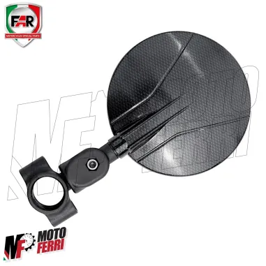 MF6632 Mini Specchietto Pieghevole FAR Carbon Look Moto Cross Enduro Omologato