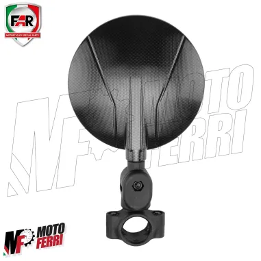 MF6632 Mini Specchietto Pieghevole FAR Carbon Look Moto Cross Enduro Omologato
