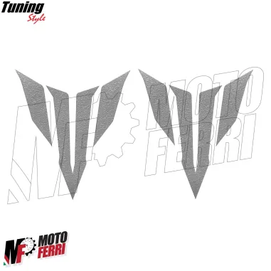 MF6666 Kit 2 Adesivo Emblema Logo Yamaha MT125 MT03 MT07 MT09 MT10 Grigio 4X5cm