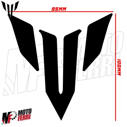MF6748 Kit 2 Adesivo Emblema Logo Yamaha MT125 MT03 MT07 MT09 MT10 Nero 9,5x10cm