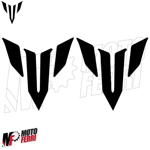 MF6748 Kit 2 Adesivo Emblema Logo Yamaha MT125 MT03 MT07 MT09 MT10 Nero 9,5x10cm