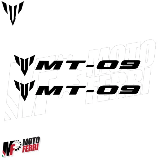 MF6823 Kit 2 Adesivo Emblema Logo Yamaha MT-09 Nero Lucido 10x1,65cm