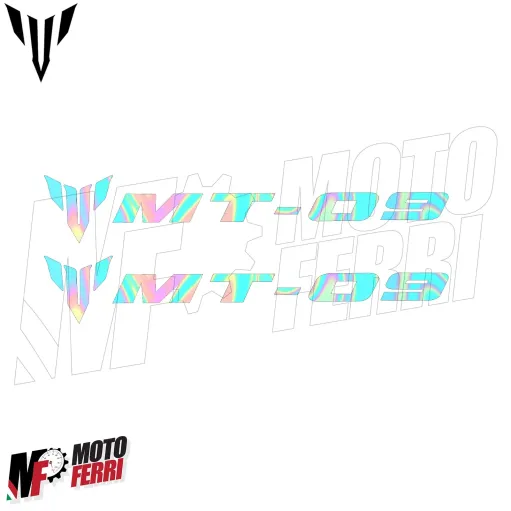MF6823 Kit 2 Adesivo Emblema Logo Yamaha MT-09 Cangiante Lucido 10x1,65cm