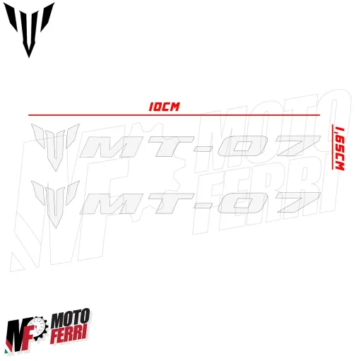 MF6826 Kit 2 Adesivo Emblema Logo Yamaha MT-07 Rosso Lucido 10x1,65cm