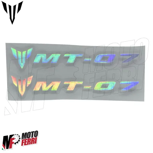 MF6826 Kit 2 Adesivo Emblema Logo Yamaha MT-07 Cangiante Lucido 10x1,65cm