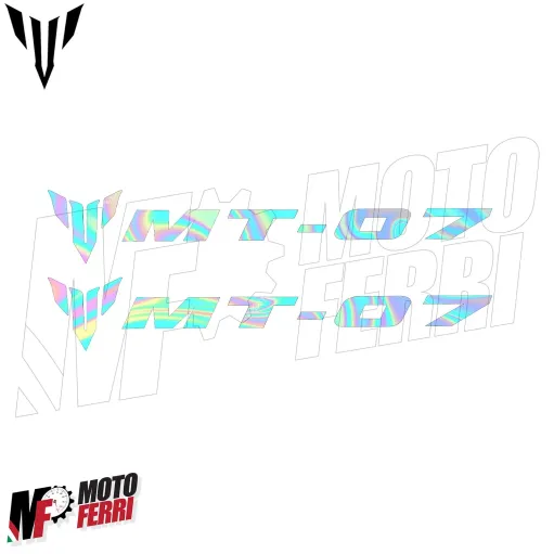 MF6826 Kit 2 Adesivo Emblema Logo Yamaha MT-07 Cangiante Lucido 10x1,65cm