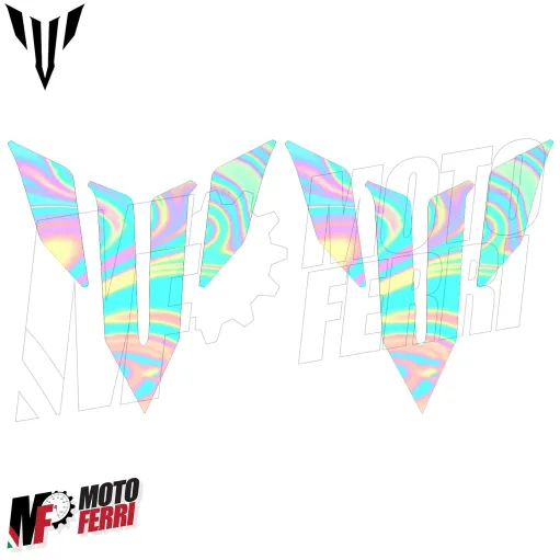 MF6830 Kit Adesivo Emblema Logo Yamaha MT03 MT07 MT09 MT10 Cangiante 9,5x10cm