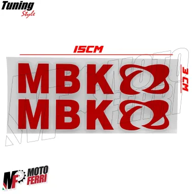 MF6833 Kit 2 Adesivo MBK Rosso Lucido Emblema Logo Booster Nitro Jog 15x3cm