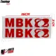 MF6833 Kit 2 Adesivo MBK Rosso Lucido Emblema Logo Booster Nitro Jog 15x3cm