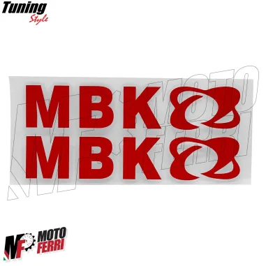 MF6833 Kit 2 Adesivo MBK Rosso Lucido Emblema Logo Booster Nitro Jog 15x3cm