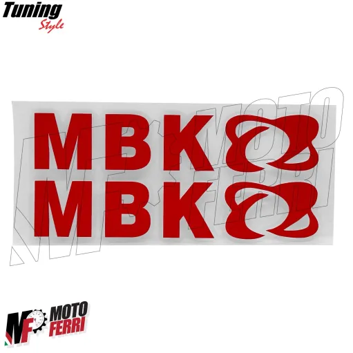 MF6833 Kit 2 Adesivo MBK Rosso Lucido Emblema Logo Booster Nitro Jog 15x3cm