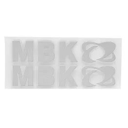 MF6833 Kit 2 Adesivo MBK Bianco Lucido Emblema Logo Booster Nitro Jog 15x3cm