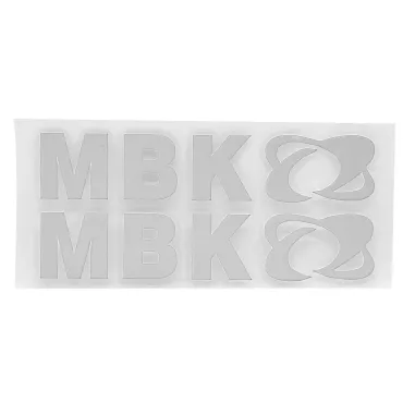 MF6833 Kit 2 Adesivo MBK Bianco Lucido Emblema Logo Booster Nitro Jog 15x3cm