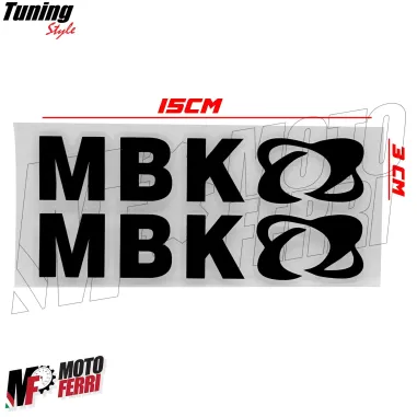 MF6833 Kit 2 Adesivo MBK Nero Lucido Emblema Logo Booster Nitro Jog 15x3cm