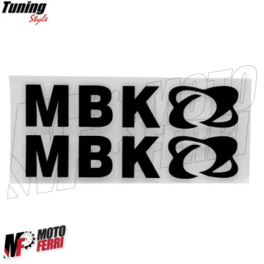 MF6833 Kit 2 Adesivo MBK Nero Lucido Emblema Logo Booster Nitro Jog 15x3cm