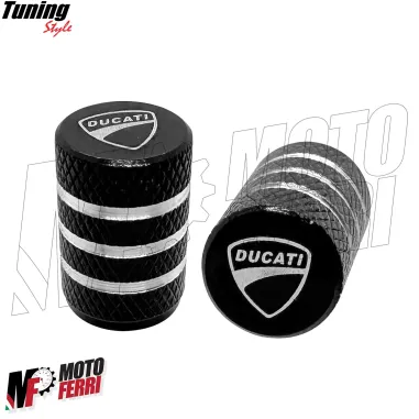 MF6837 Tappi Copri Valvola Ducati Universale Cerchio Ant/Post Alluminio CNC Nero