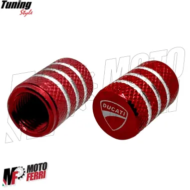 MF6838 Tappi Copri Valvola Ducati Universale Cerchio Ant/Post in CNC Rosso