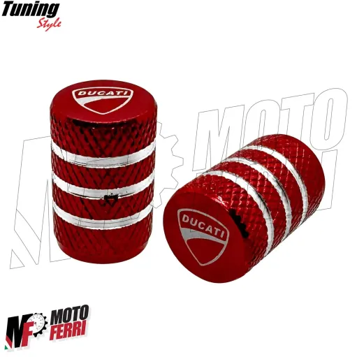 MF6838 Tappi Copri Valvola Ducati Universale Cerchio Ant/Post in CNC Rosso