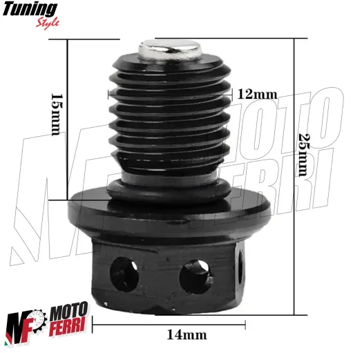 MF6875 - Tappo Olio CNC Magnetico Coppa Motore M12 x 1.5 + Guarnizione + O-Ring