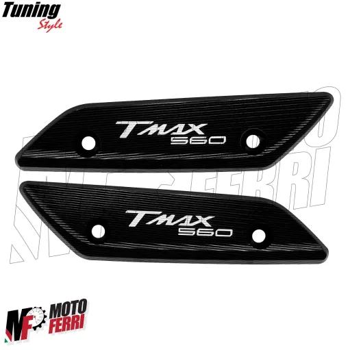 MF6881 Tappi Coperchi Specchietti CNC Nero per Yamaha TMax 560 2022 2023 2024