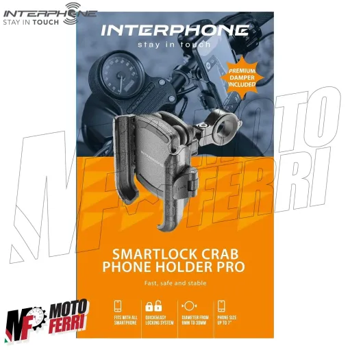 MF6899 Porta Cellulare Supporto Smartphone Manubrio Moto + Antivibrante Crab PRO