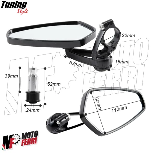 MF4975 Specchietti Bar End da Manubrio Sport Pro Universale Moto Scooter