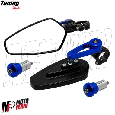 MF7001 Specchietti Bar End Blu da Manubrio Sport Pro Universale Moto Scooter