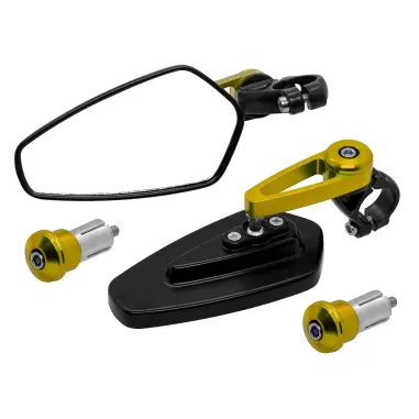 MF7017 Specchietti Bar End Oro Gold da Manubrio SportPro Universale Moto Scooter