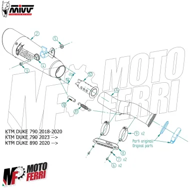MF7052 Scarico Marmitta MIVV X-M5 KTM 890 Duke mod 2020 / 2024 Omologato